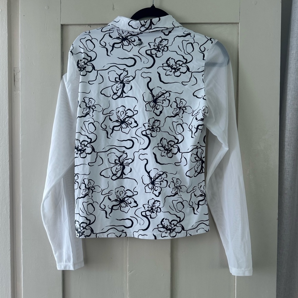 Summer Mesh Hannah Childs Equestrian Quarter Zip Shirt Floral Print Womens L View 2